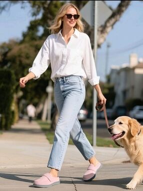 Yolis Blush Pink Suede Slip-On Mules_6